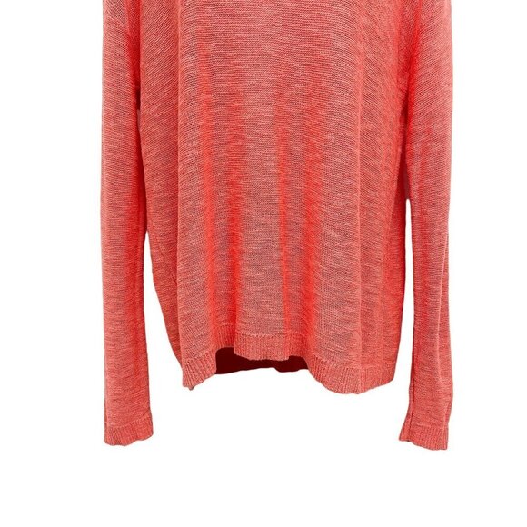 NEW Gap Scoop Neck Slub Knit Sweater Top Relaxed Lightweight Sheer Coral Pink - Picture 3 of 6